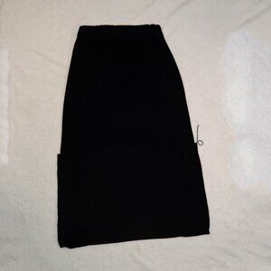 Necessary Evil Dolls Kill black velvet maxi skirt size L adjustable hem w flaw